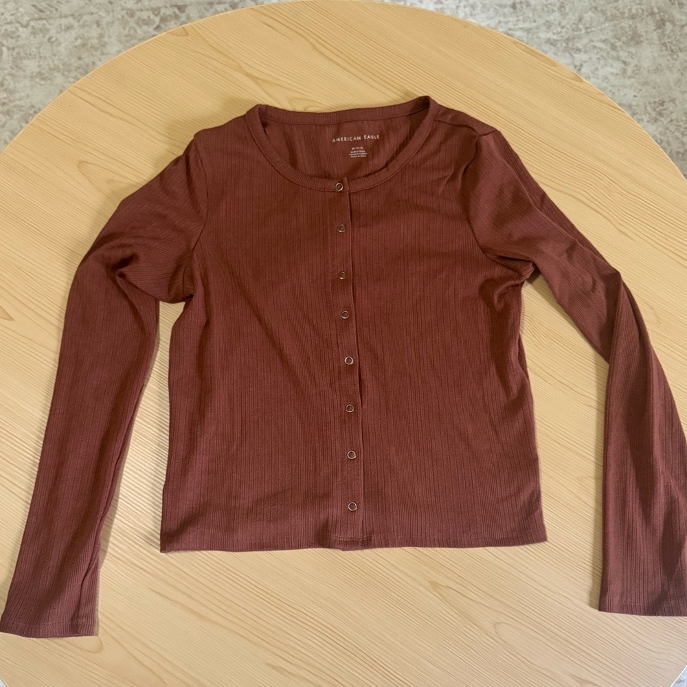 American Eagle Outfitters Rust Button-Down Shirt